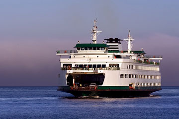 a Puget Sound car ferry, between Seattle and Bainbridge Island