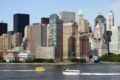 a New York City ferry and water taxi on the Hudson River