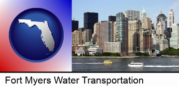 a New York City ferry and water taxi on the Hudson River in Fort Myers, FL