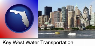 a New York City ferry and water taxi on the Hudson River in Key West, FL