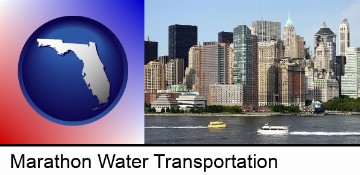 a New York City ferry and water taxi on the Hudson River in Marathon, FL