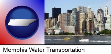 a New York City ferry and water taxi on the Hudson River in Memphis, TN