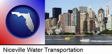 a New York City ferry and water taxi on the Hudson River in Niceville, FL