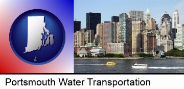 a New York City ferry and water taxi on the Hudson River in Portsmouth, RI