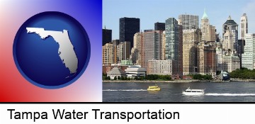 a New York City ferry and water taxi on the Hudson River in Tampa, FL